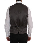 Dolce & Gabbana Elegant Striped Gray Waistcoat Men's Vest