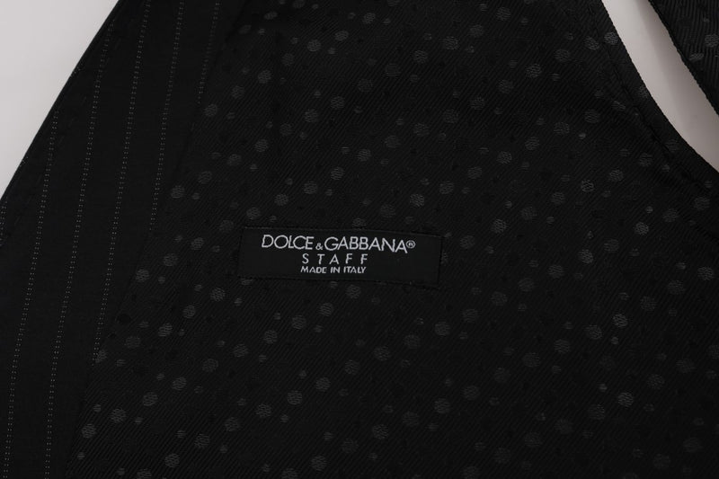 Dolce & Gabbana Elegant Gray Striped Men's Waistcoat Men's Vest