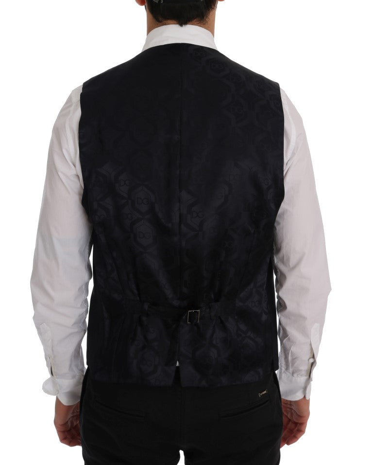 Dolce & Gabbana Black STAFF Wool Striped Men's Vest