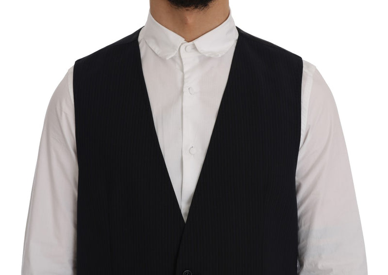 Dolce & Gabbana Black STAFF Wool Striped Men's Vest