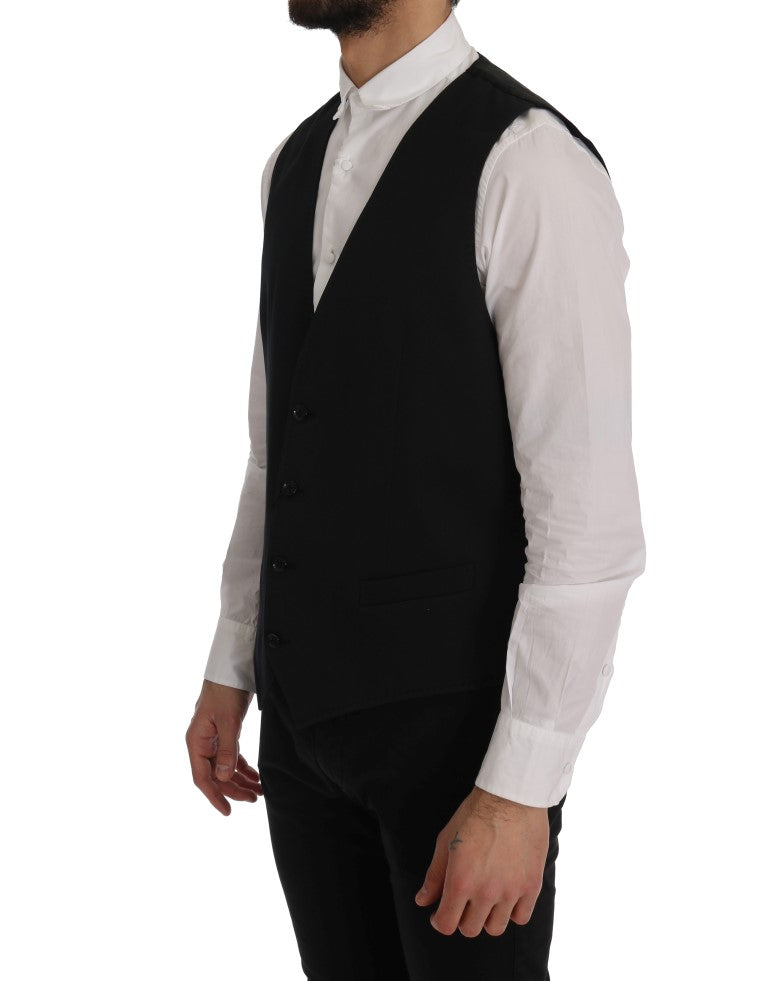 Dolce & Gabbana Sleek Black Single-Breasted Men's Waistcoat