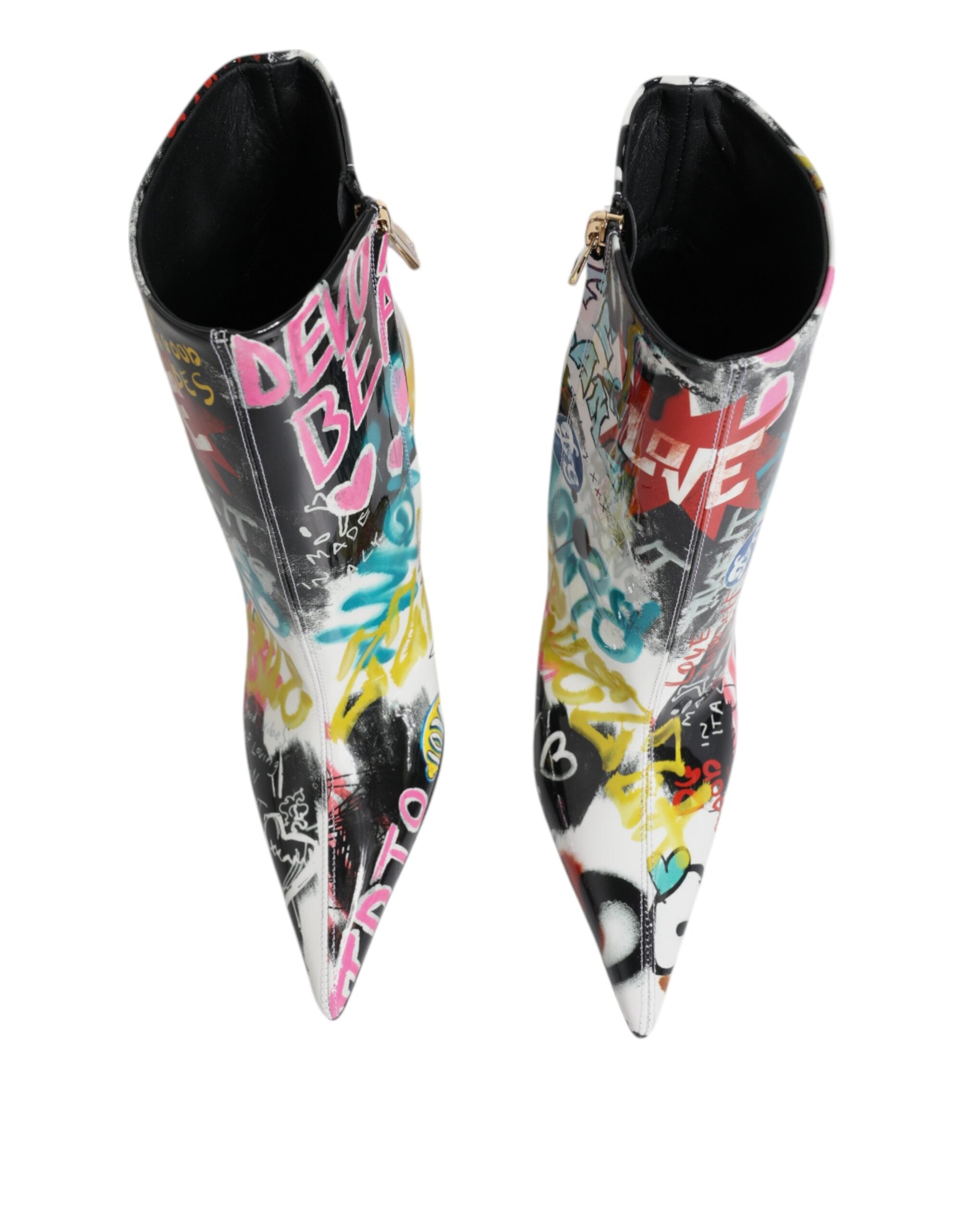 Dolce & Gabbana Multicolor Graffiti Keira Mid Calf Boots Women's Shoes