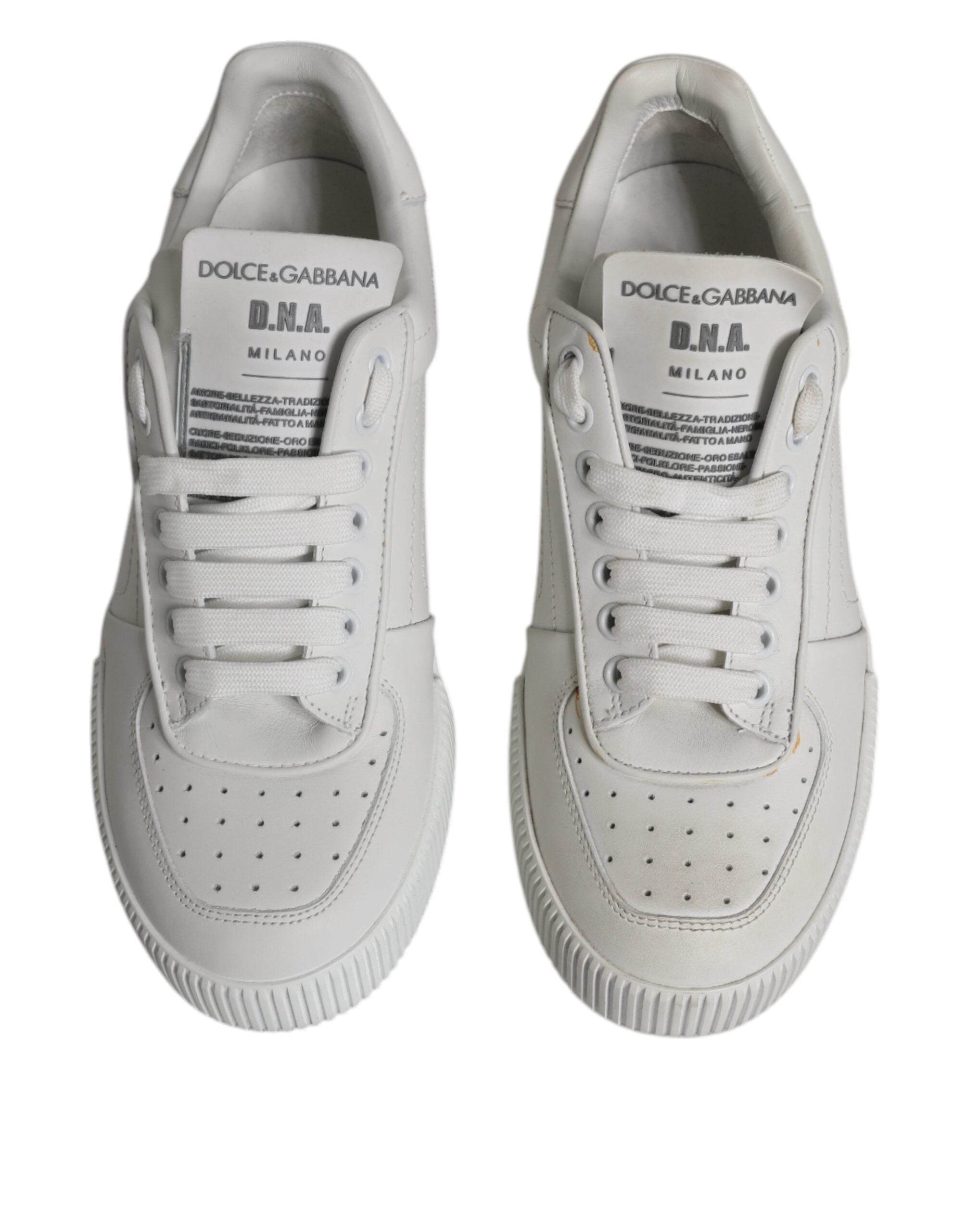 Dolce & Gabbana White Miami Leather Low Top Sneakers Women's Shoes (Pre-Owned)