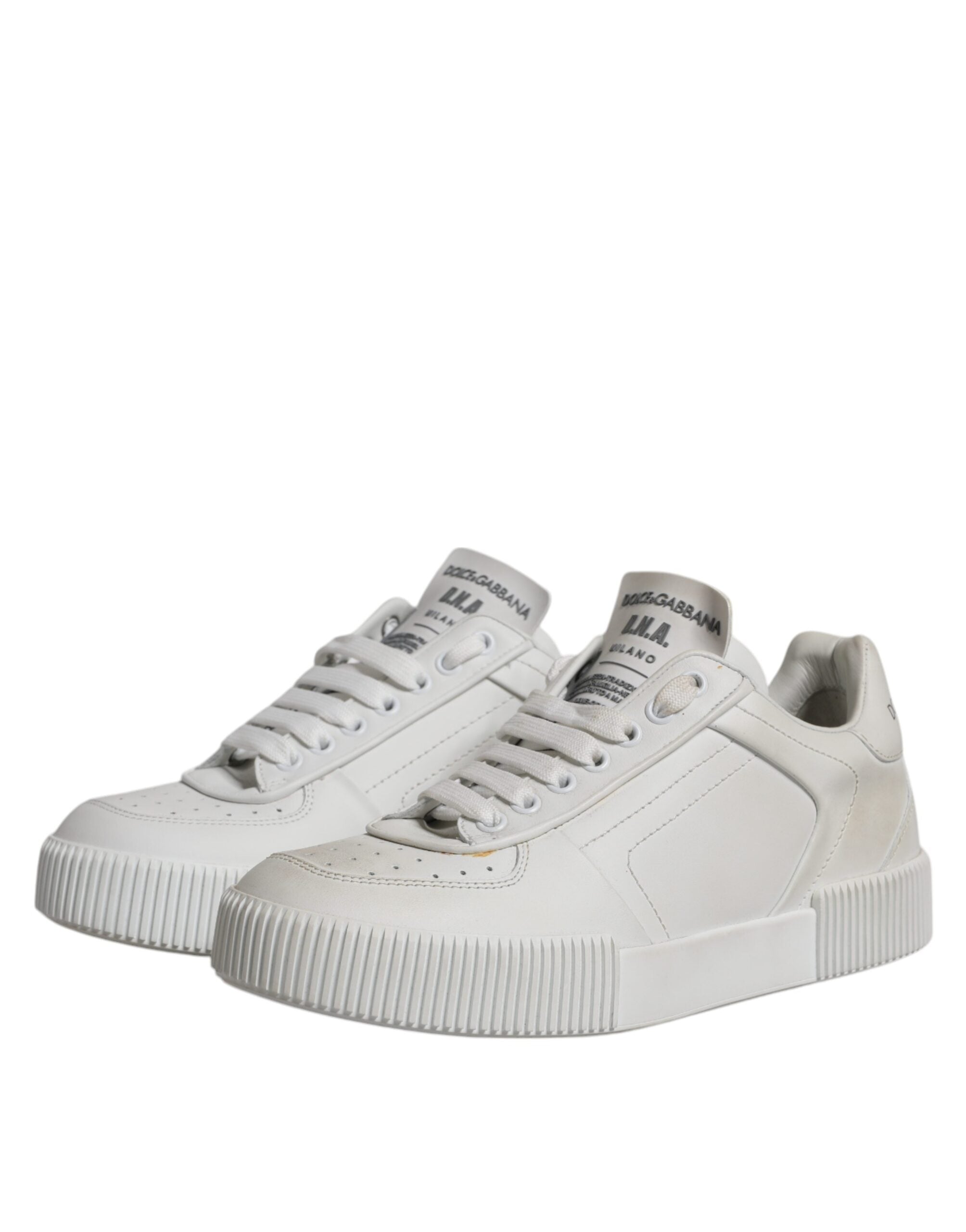 Dolce & Gabbana White Miami Leather Low Top Sneakers Women's Shoes (Pre-Owned)