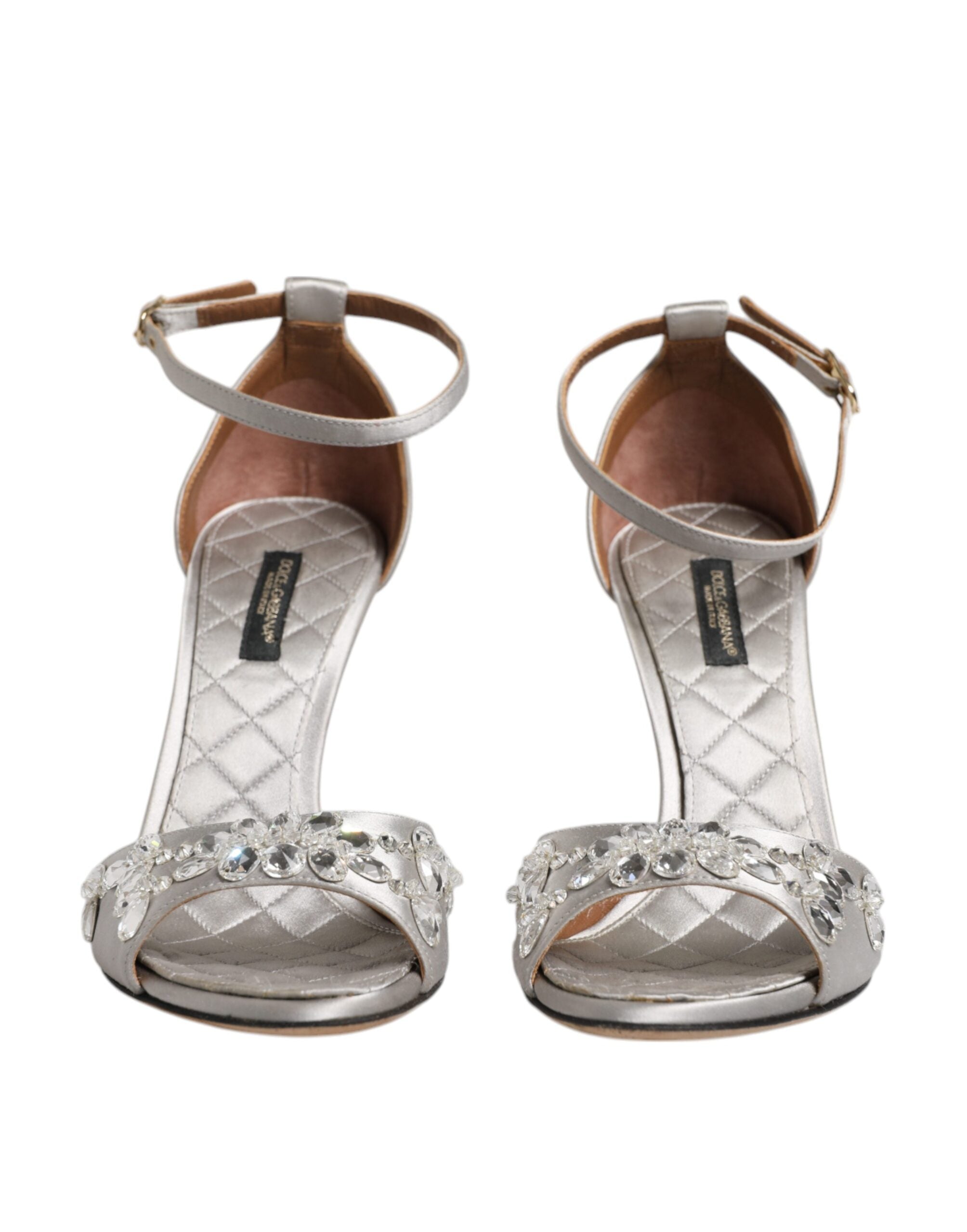 Dolce & Gabbana Silver Ankle Strap Crystal Sandals Women's Shoes (Pre-Owned)