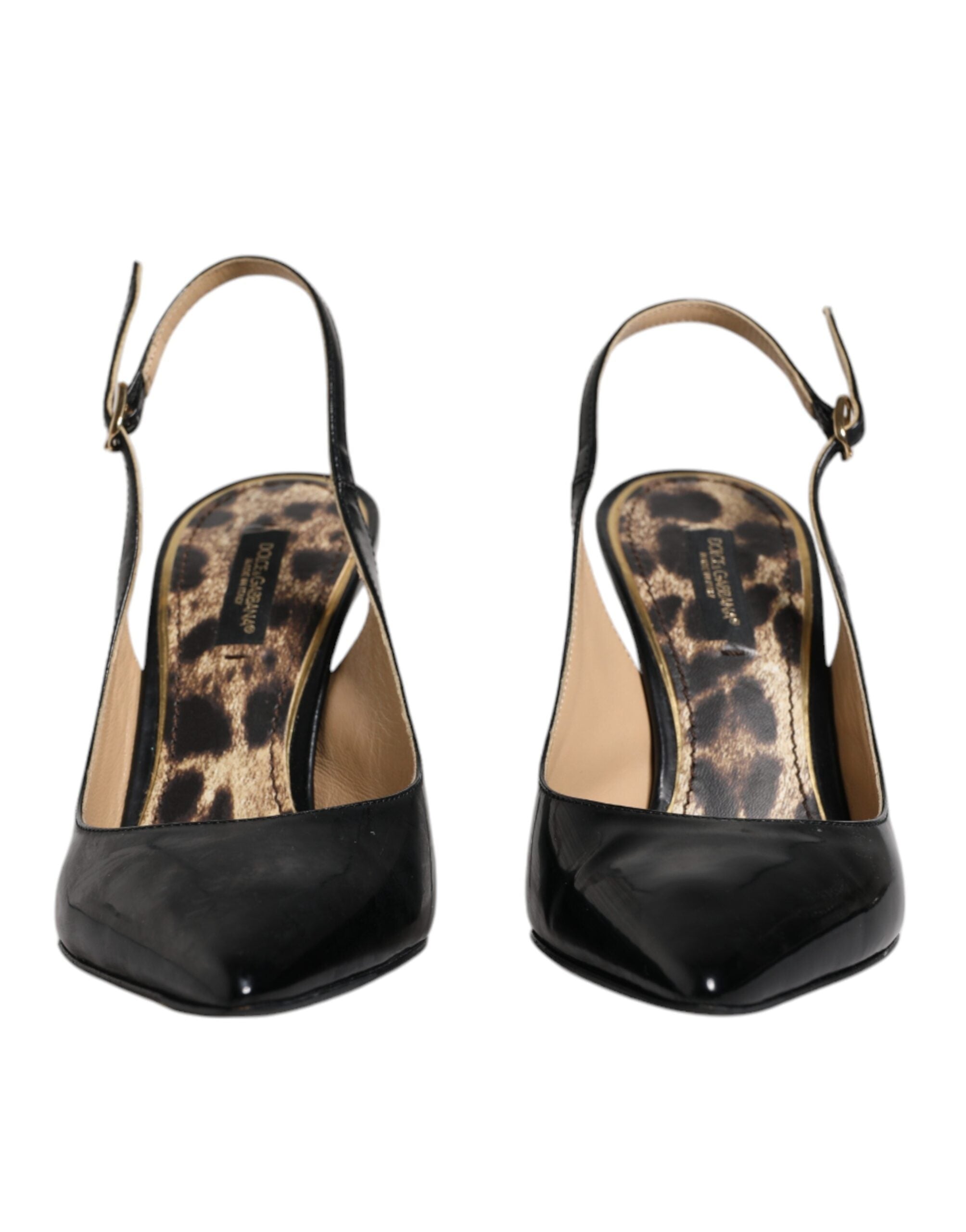 Dolce & Gabbana Black Leather High Heels Slingbacks Women's Shoes (Pre-Owned)