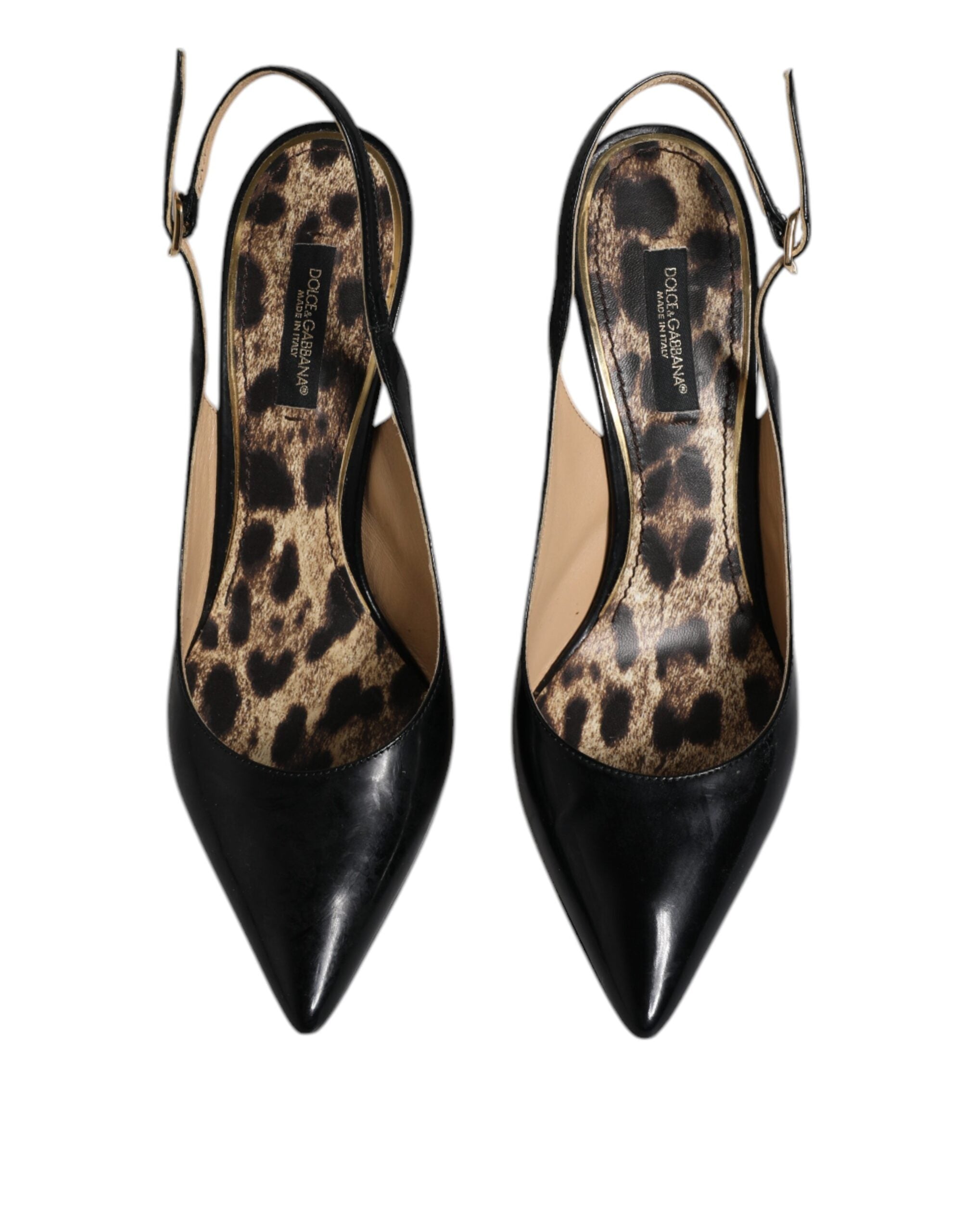 Dolce & Gabbana Black Leather High Heels Slingbacks Women's Shoes (Pre-Owned)