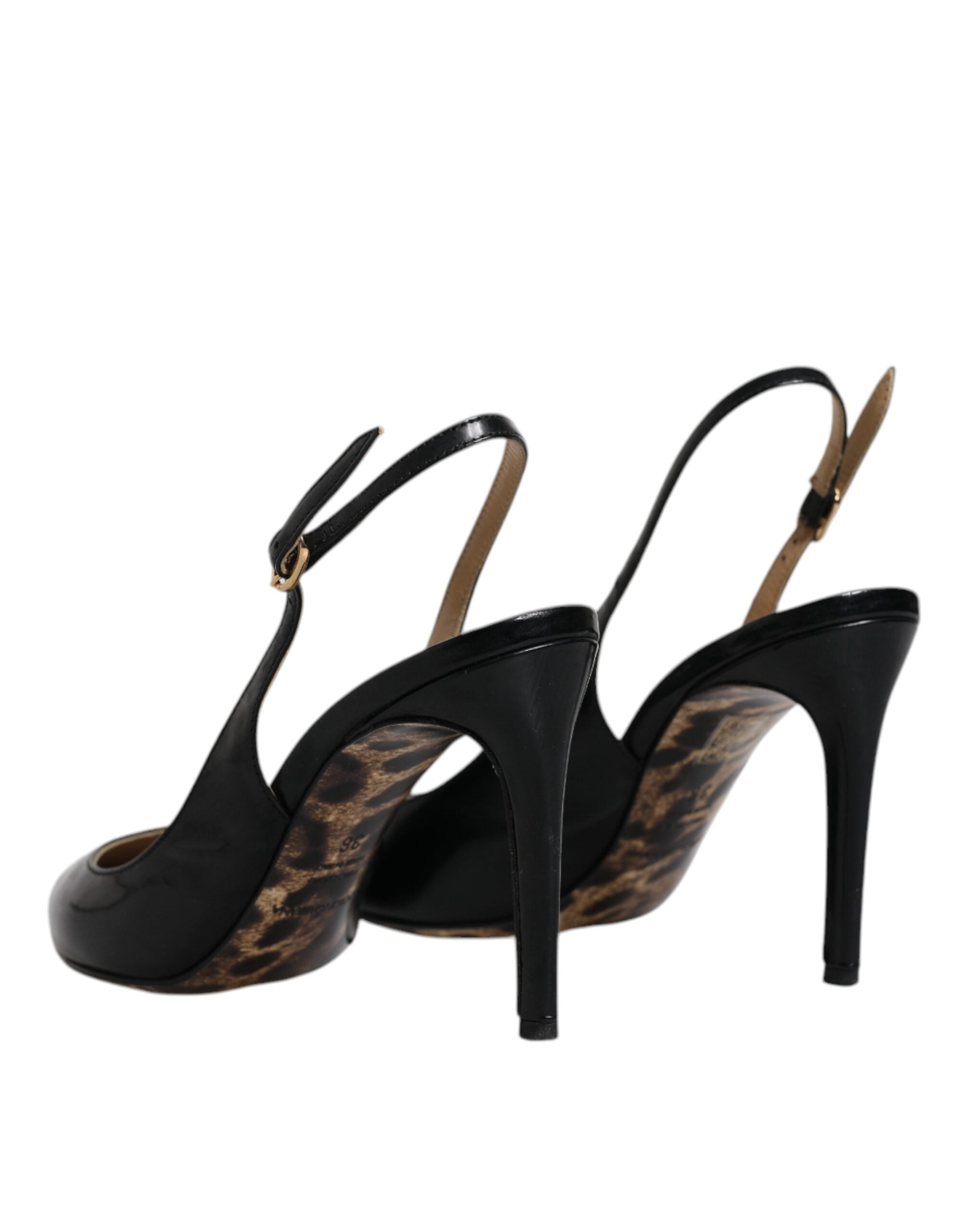 Dolce & Gabbana Black Leather High Heels Slingbacks Women's Shoes (Pre-Owned)
