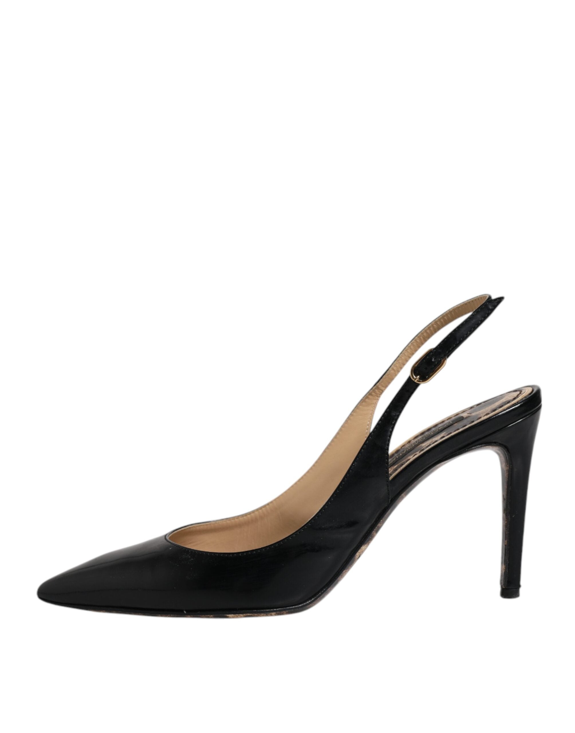 Dolce & Gabbana Black Leather High Heels Slingbacks Women's Shoes (Pre-Owned)