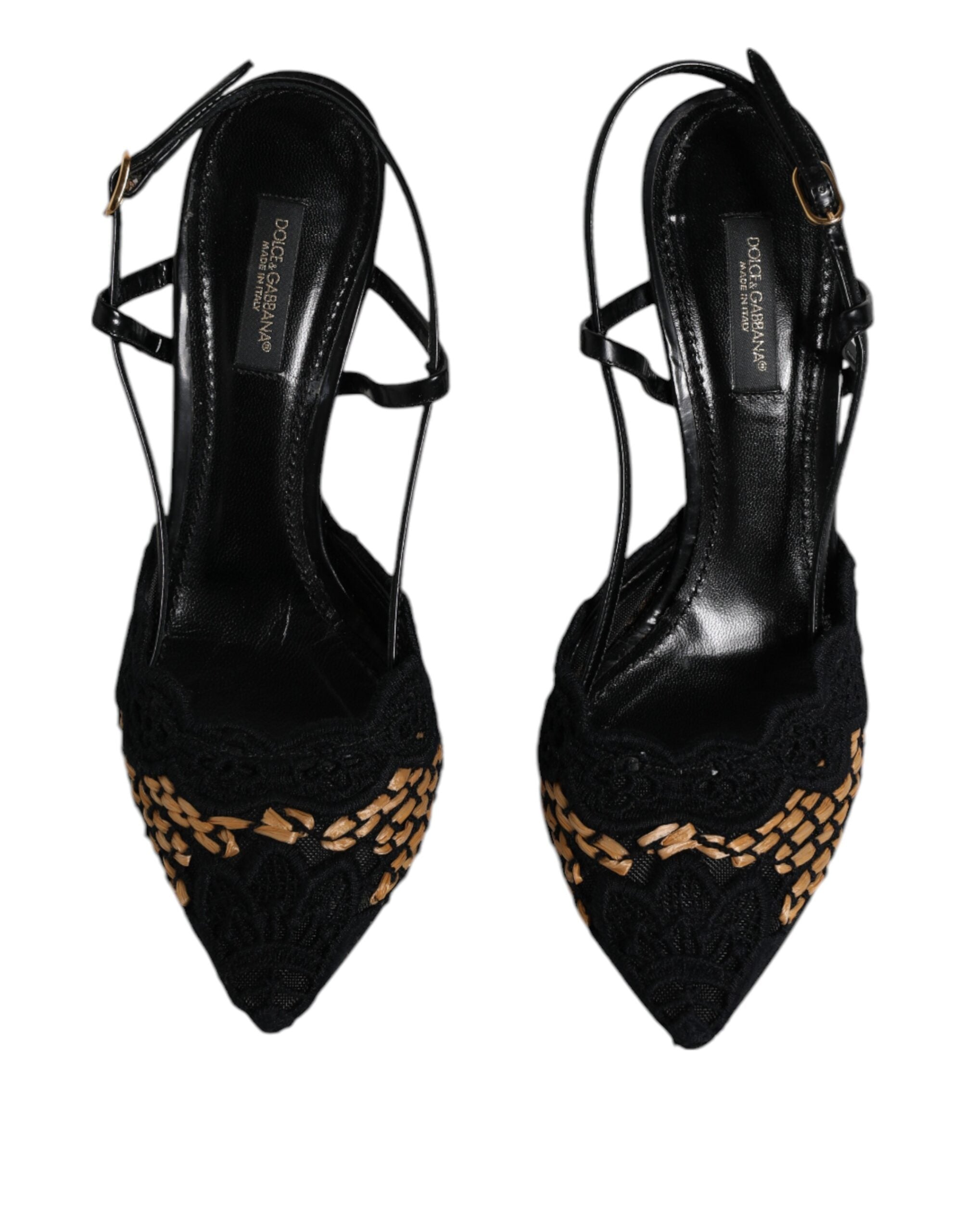 Dolce & Gabbana Black Brown Lace High Heels Slingback Women's Shoes (Pre-Owned)