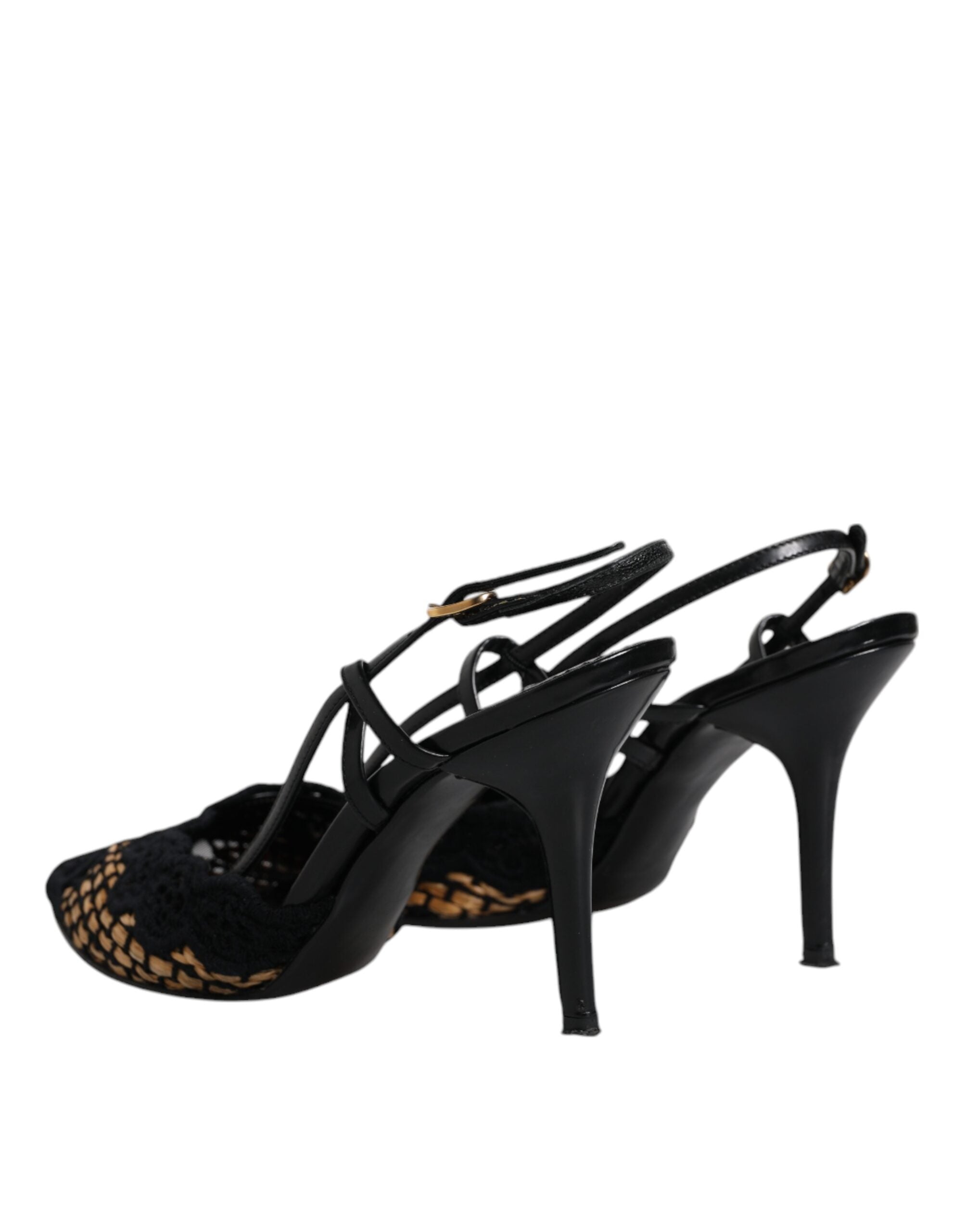 Dolce & Gabbana Black Brown Lace High Heels Slingback Women's Shoes (Pre-Owned)