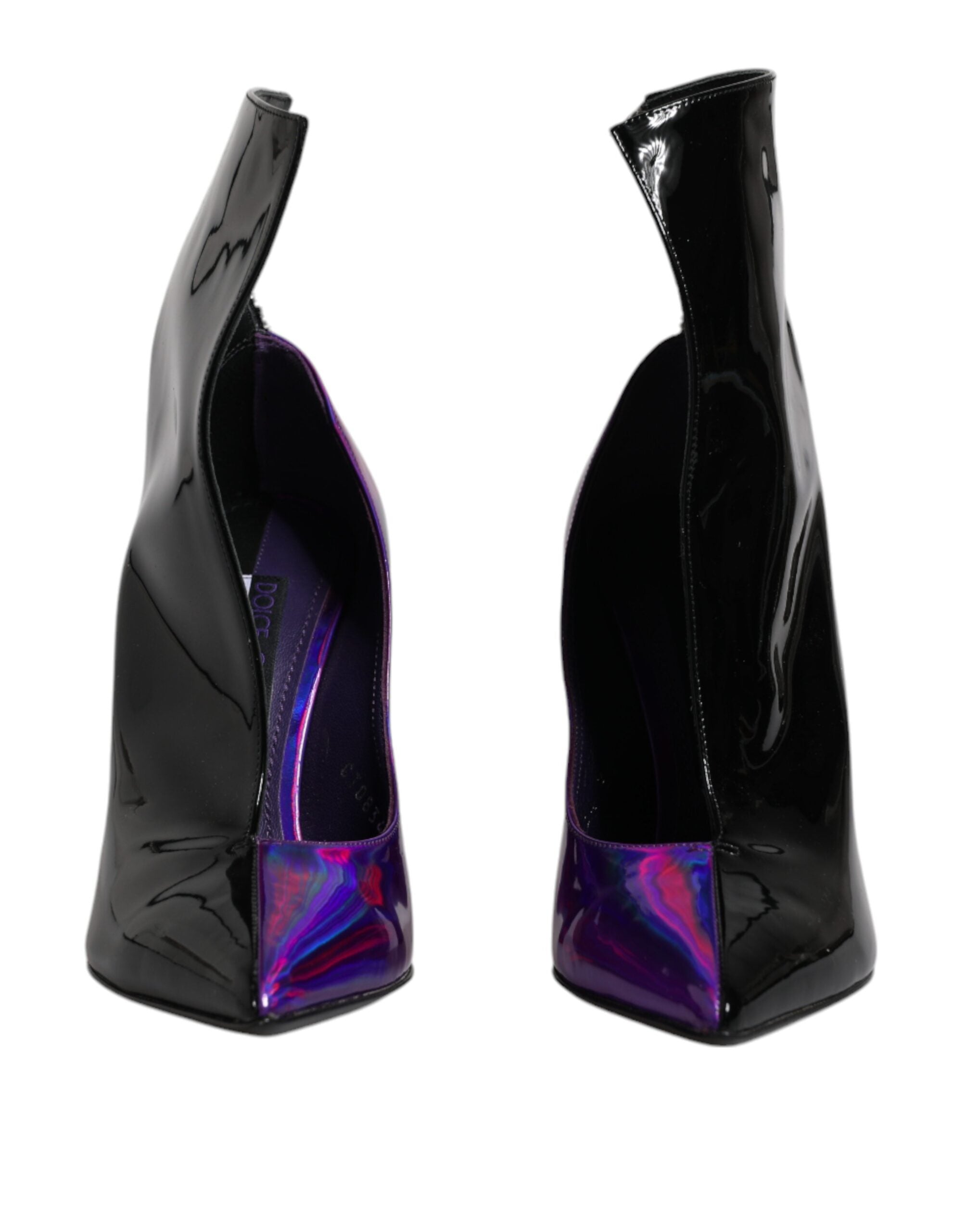 Dolce & Gabbana Purple Black Pointed Ankle Boots Women's Shoes