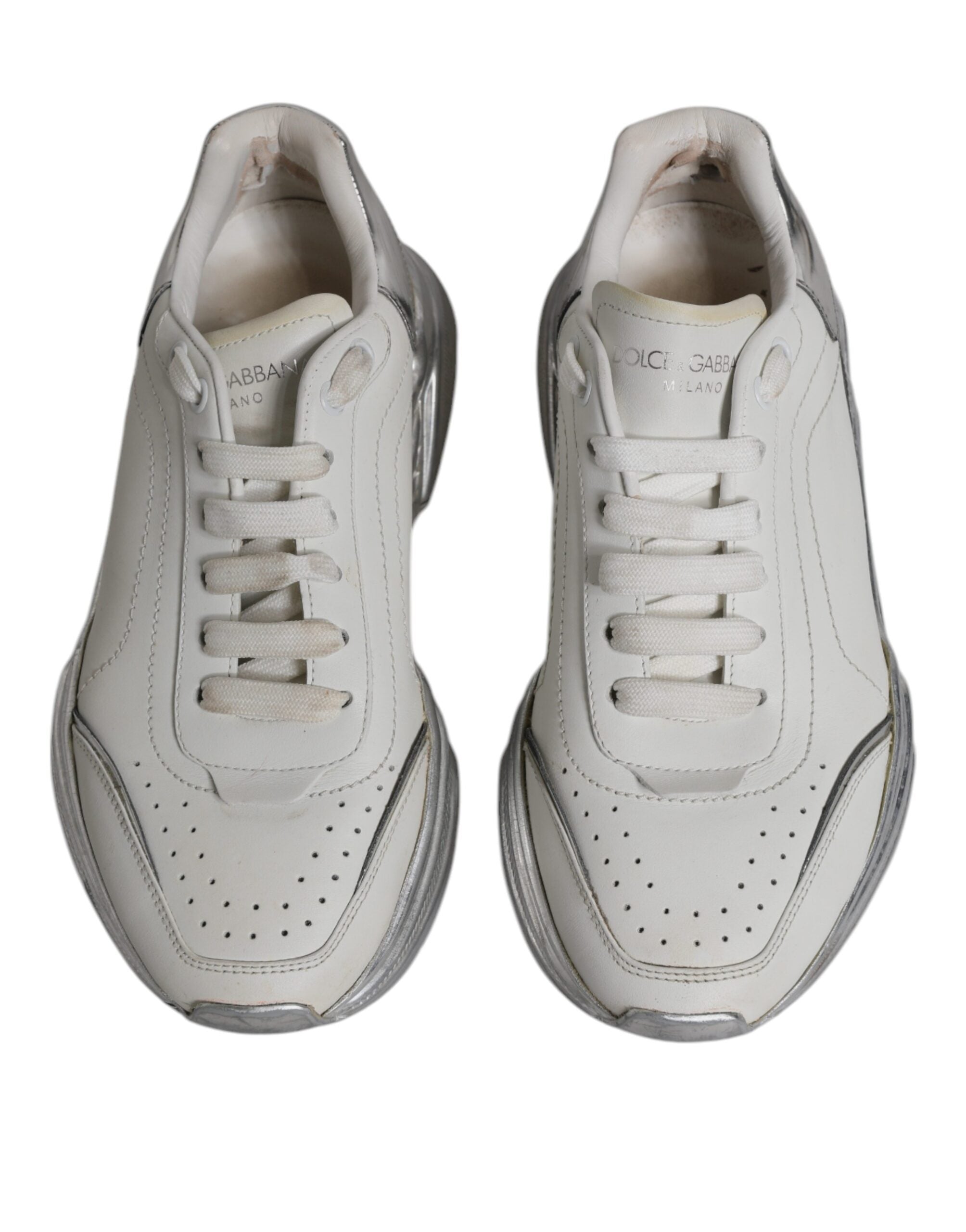 Dolce & Gabbana White Silver Daymaster Low Top Sneakers Women's Shoes (Pre-Owned)