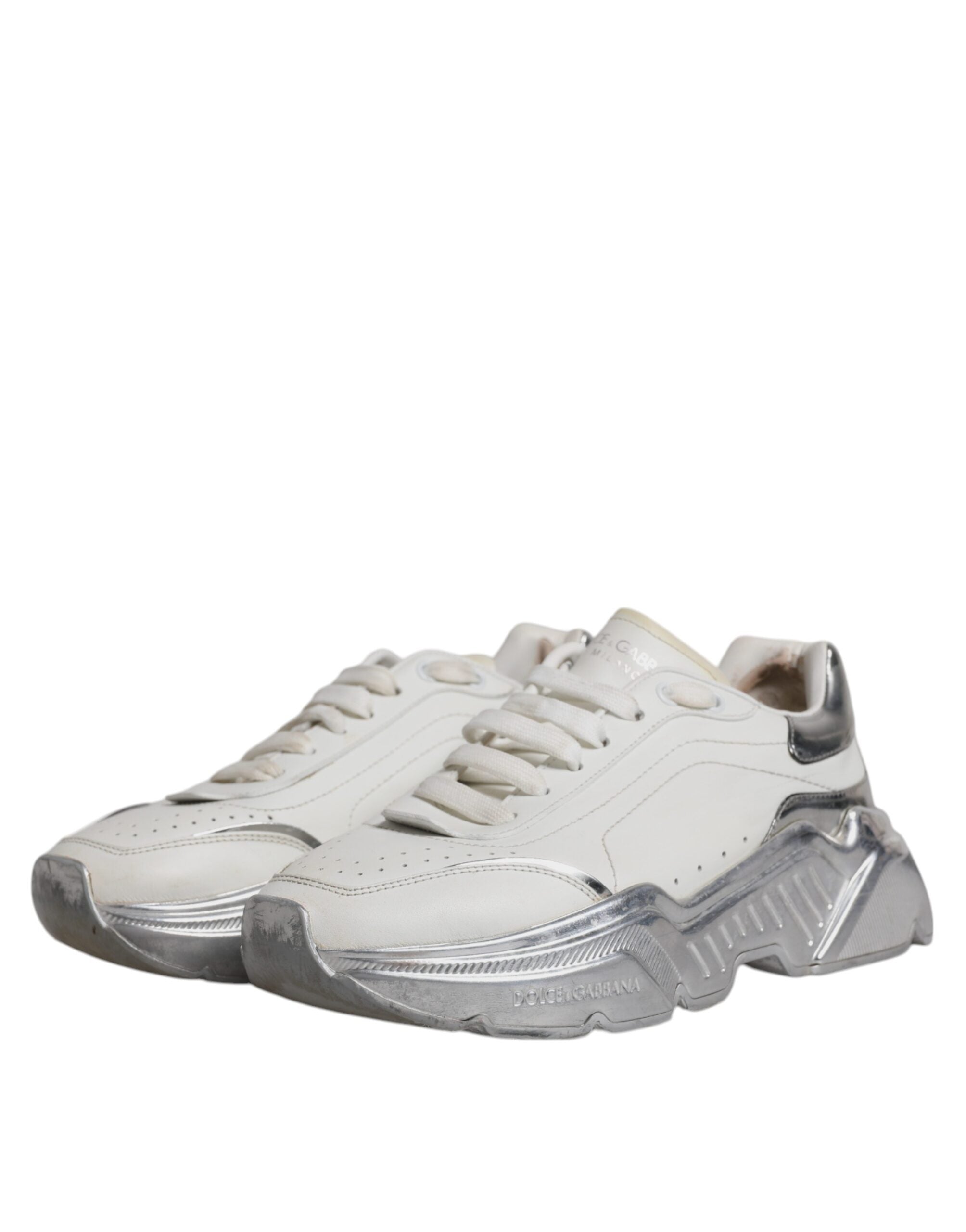 Dolce & Gabbana White Silver Daymaster Low Top Sneakers Women's Shoes (Pre-Owned)