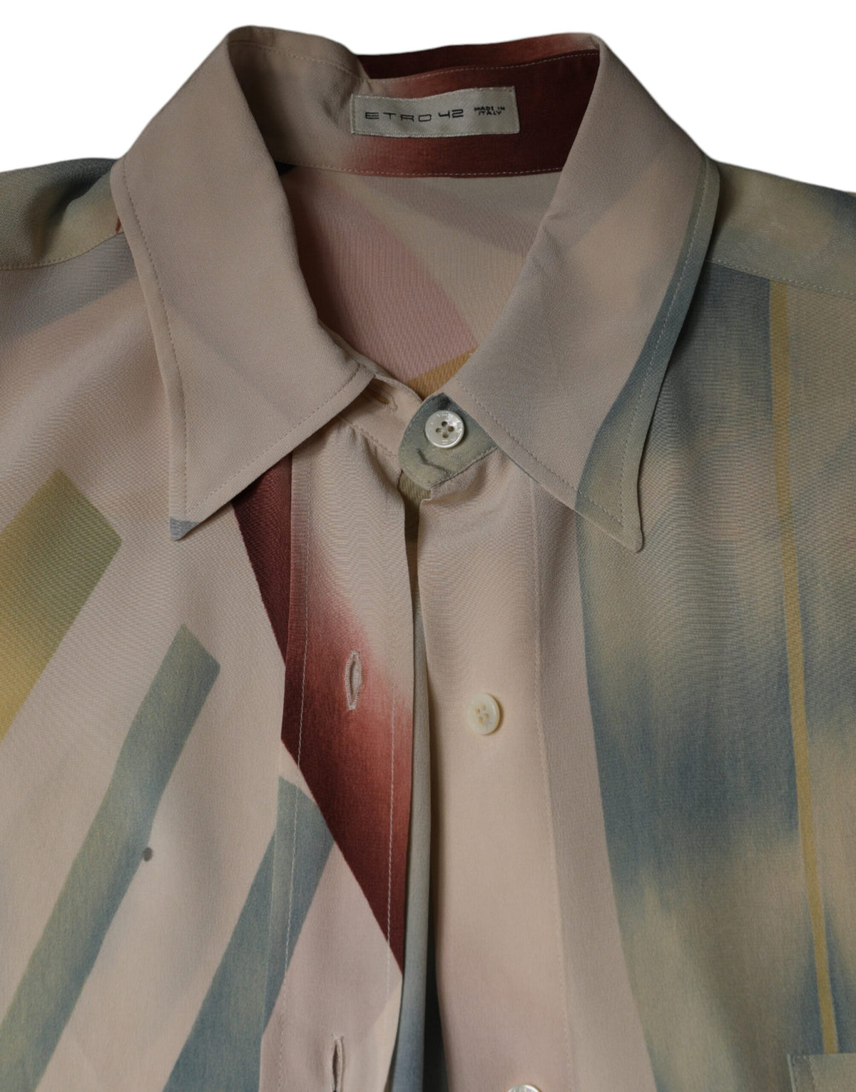 Etro Beige Printed Collared Buttoned Long Sleeves Blouse Women's Top (Pre-Owned)