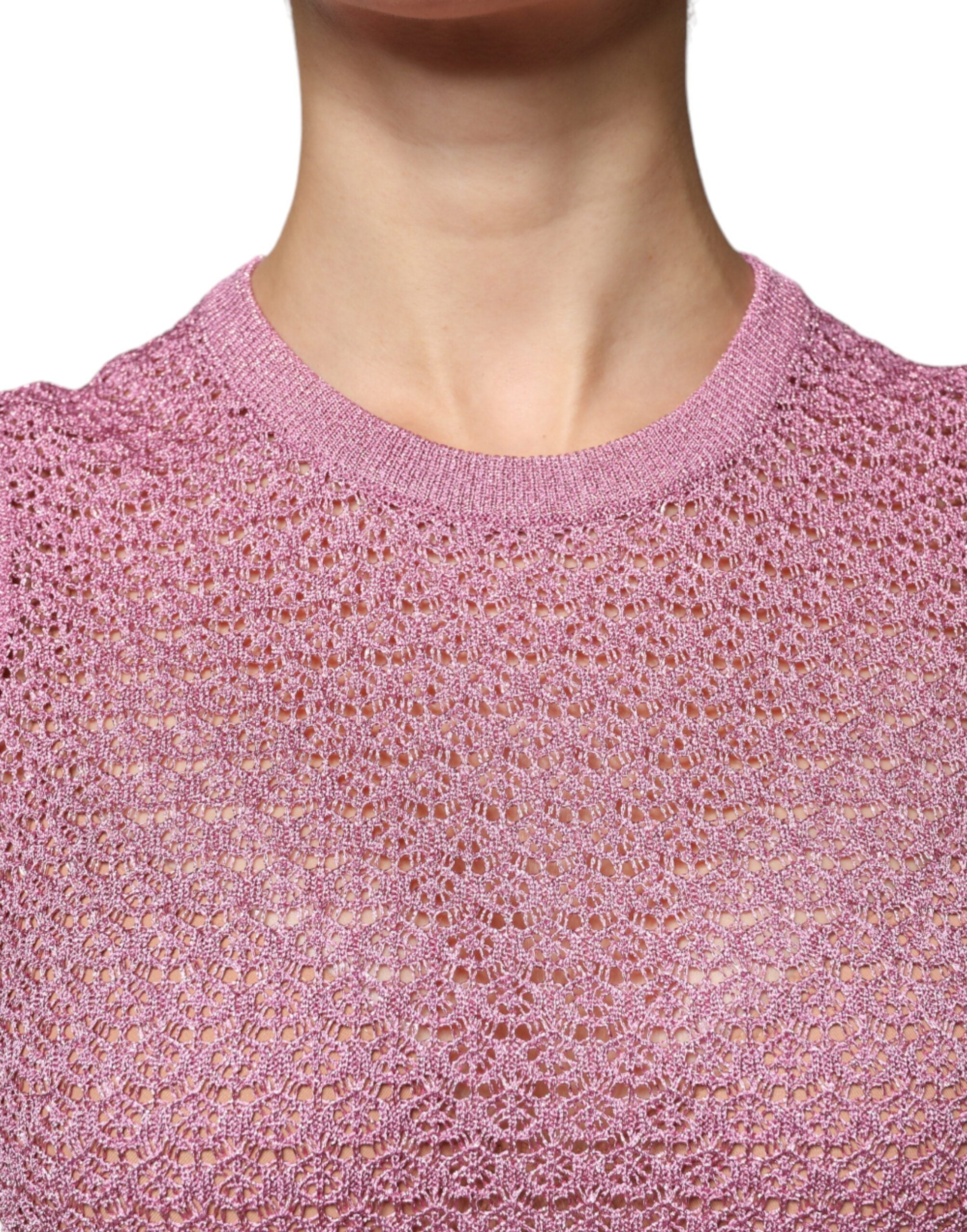 Dolce & Gabbana Pink Mesh See Through Sleeveless Tank Women's Top