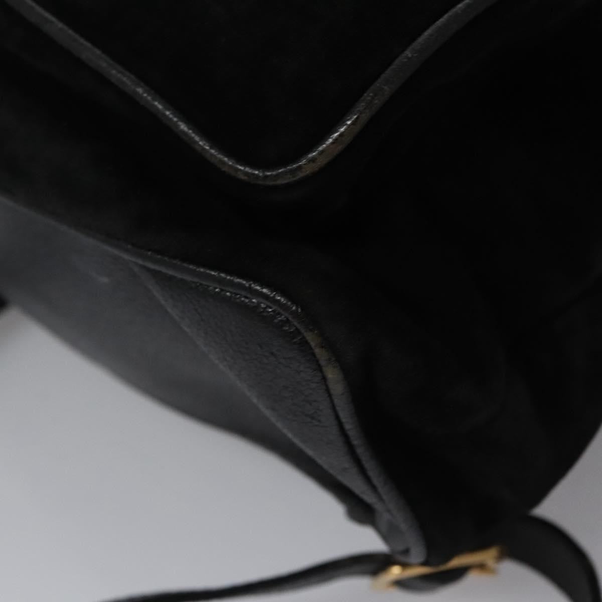 Gucci Vintage Bamboo Suede Black Suede Backpack Bag (Pre-Owned)