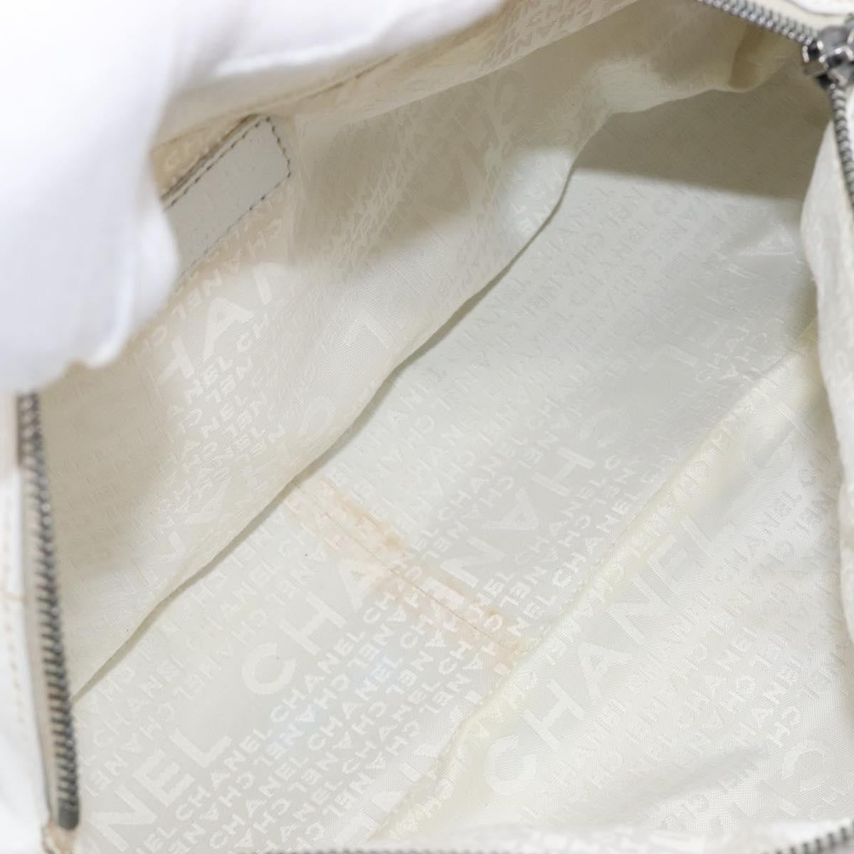 Chanel Square Stitch Cc Boston Quilted Leather White Leather Handbag (Pre-Owned)
