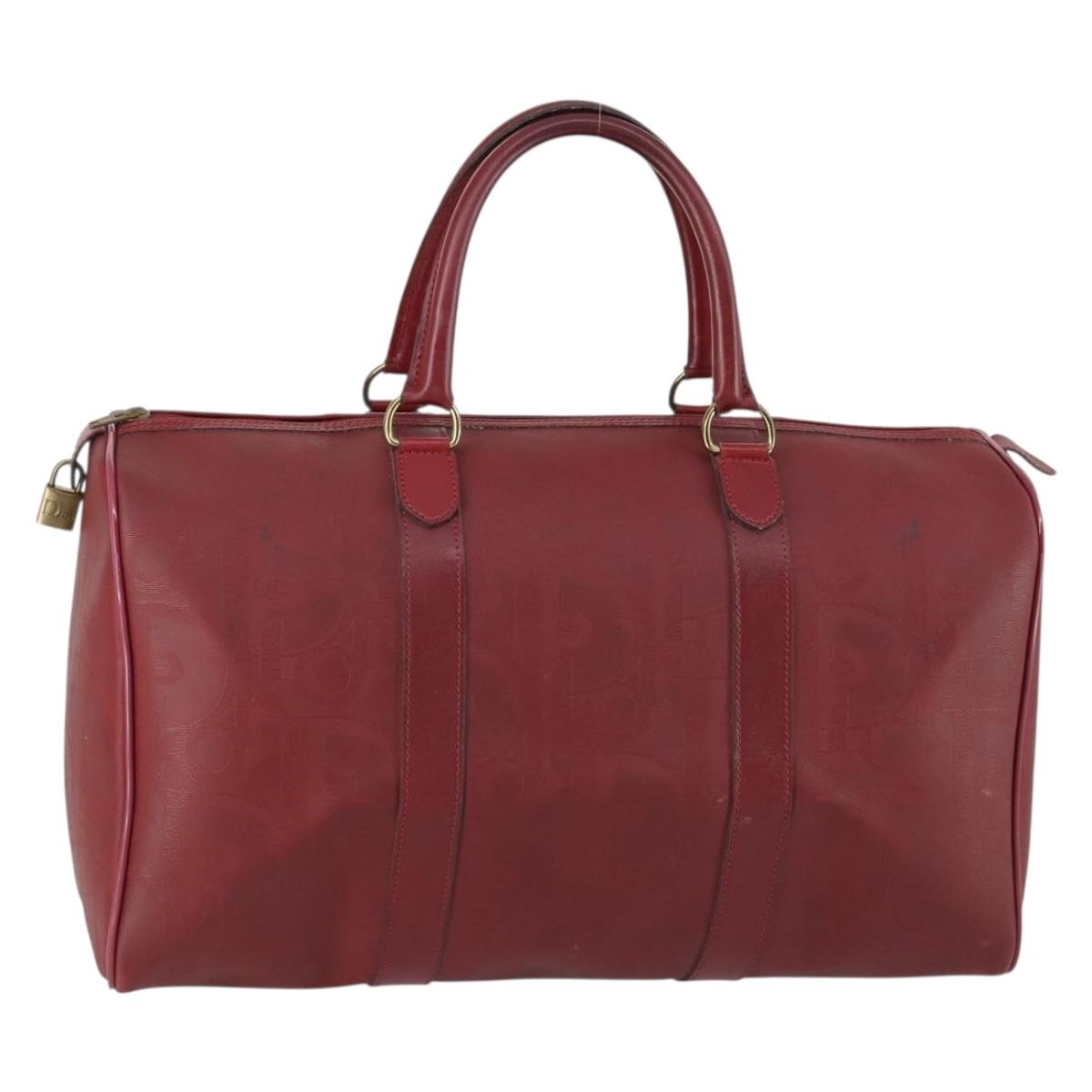 Christian Dior Vintage Trotter Duffle Diorissimo Canvas Red Canvas Travel Bag Bag (Pre-Owned)