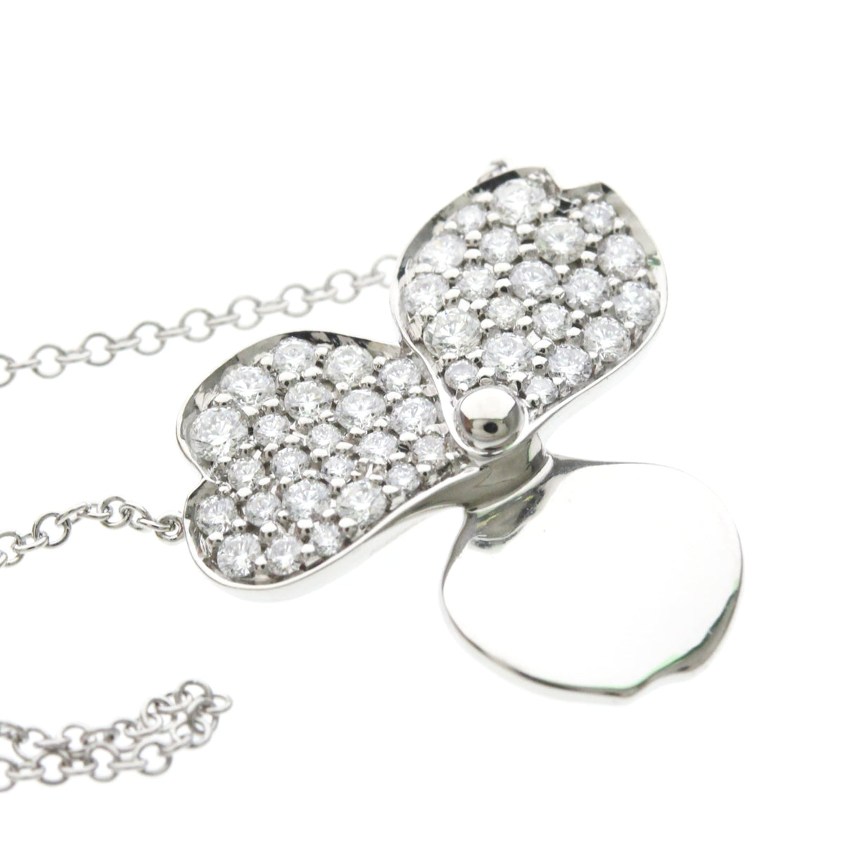 Tiffany & Co. Paper Flowers Pendant Platinum With Pave Diamonds Silver Platinum Necklace Jewelry (Pre-Owned)
