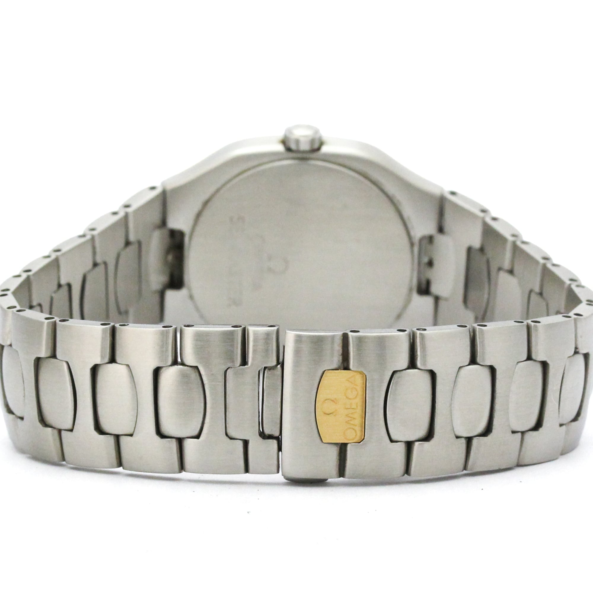 Omega Seamaster Polaris Day-Date Quartz Stainless Steel With Plated Metal Watch (Pre-Owned)