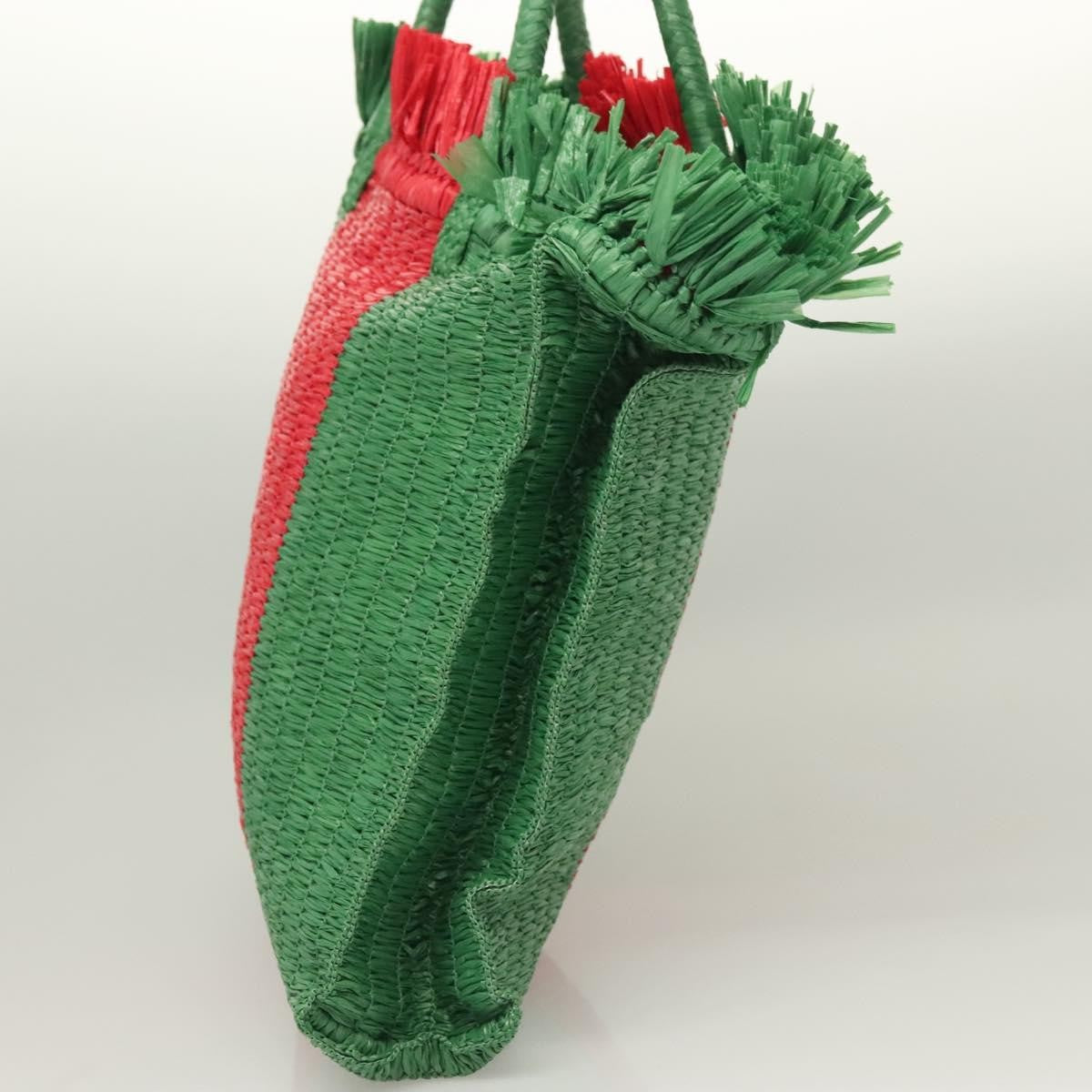 Gucci Cestino Woven Raffia Green Wicker Tote Bag Bag (Pre-Owned)