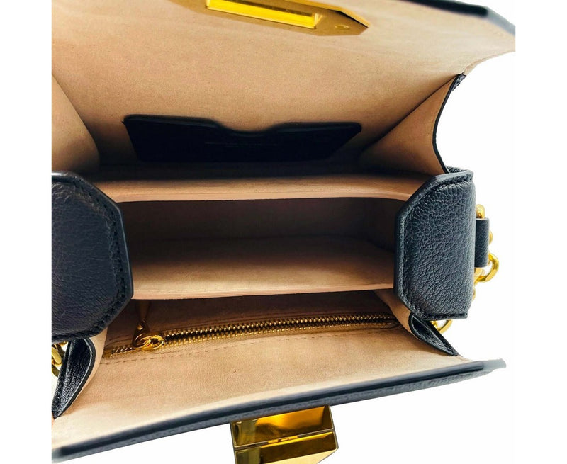 Alexander McQueen Women's Black Leather Gold Chain Box 16 Crossbody Bag