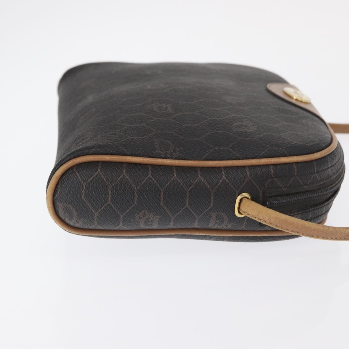 Christian Dior Vintage Honeycomb Canvas And Leather Black Canvas Shoulder Bag Bag (Pre-Owned)