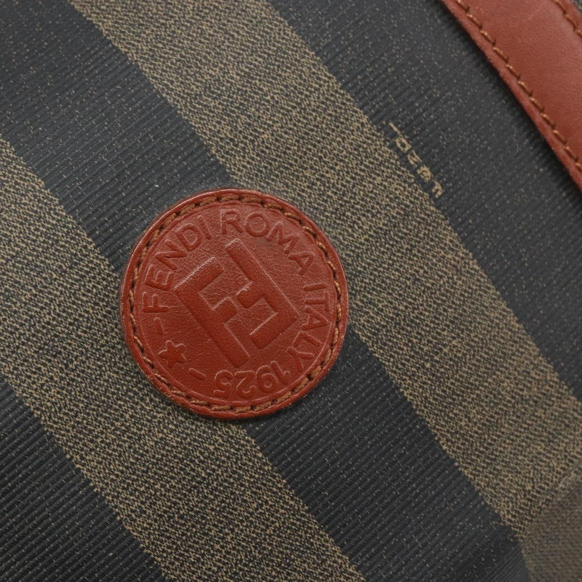 Fendi Vintage Pequin Boston Coated Canvas Brown Canvas Travel Bag Bag (Pre-Owned)