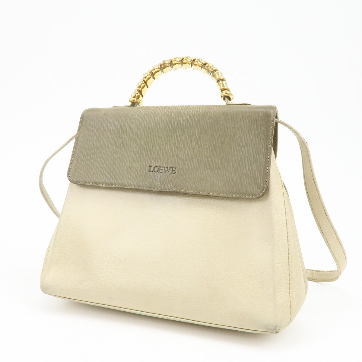 Loewe Vintage Velazquez Top Handle Leather Beige Leather Handbag (Pre-Owned)