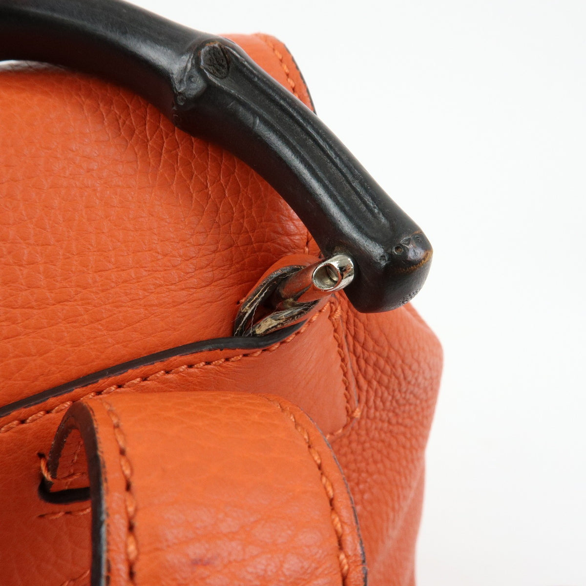 Gucci Bamboo Tassel Leather Orange Leather Backpack Bag (Pre-Owned)