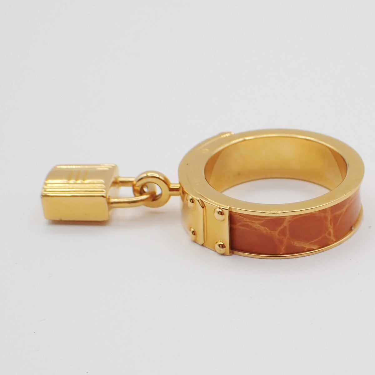 Hermes Kelly Gavroche Gold Plated And Leather Gold Gold_Plated Ring Jewelry (Pre-Owned)