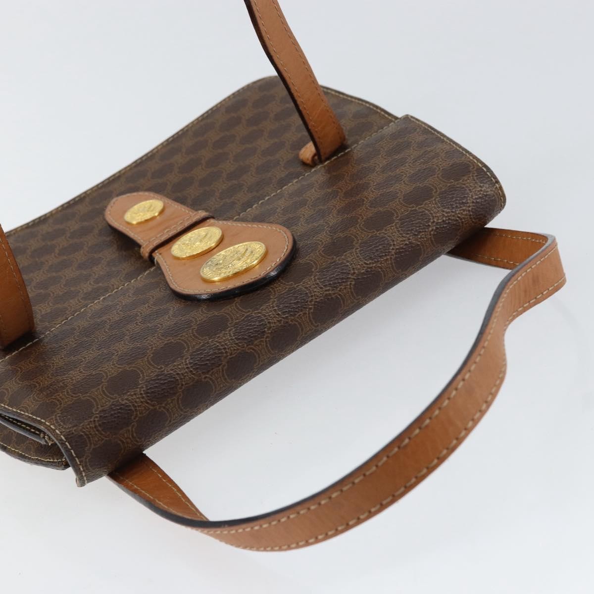 Celine Vintage Macadam Canvas And Leather Brown Canvas Handbag (Pre-Owned)