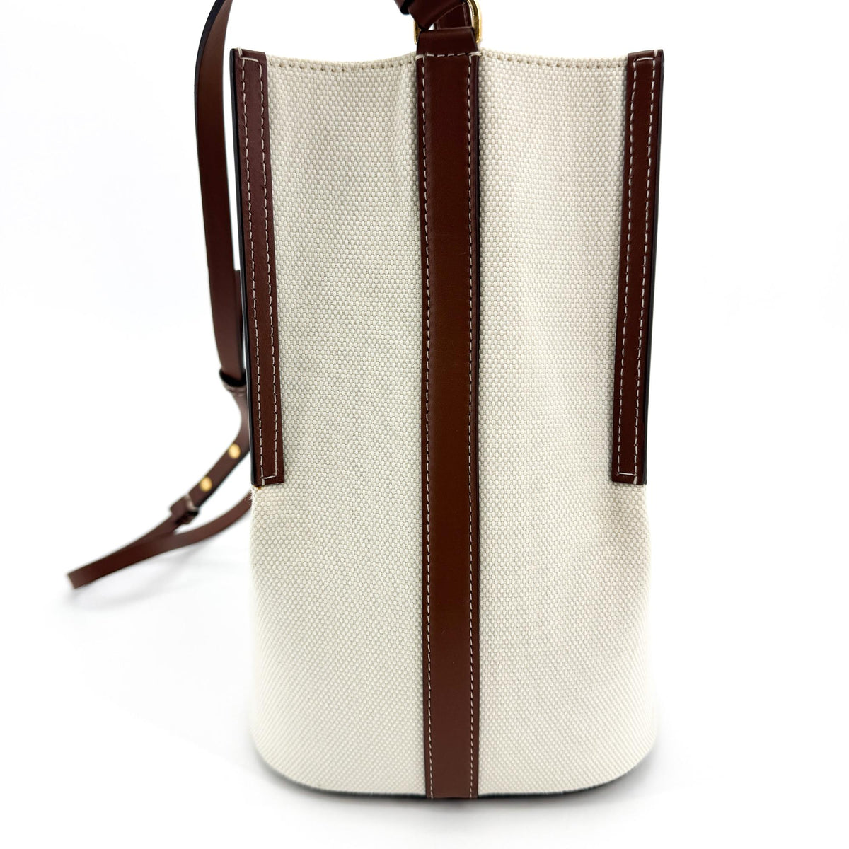 Burberry Peggy Logo Bucket Canvas Beige Canvas Handbag (Pre-Owned)