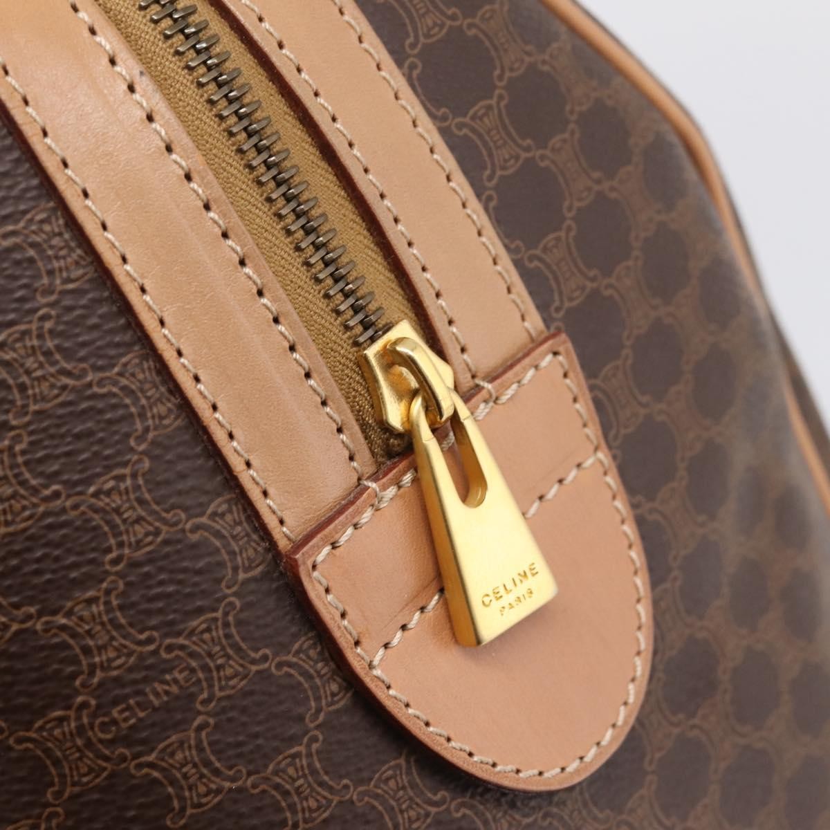 Celine Vintage Boston Macadam Coated Canvas Brown Pvc Handbag (Pre-Owned)