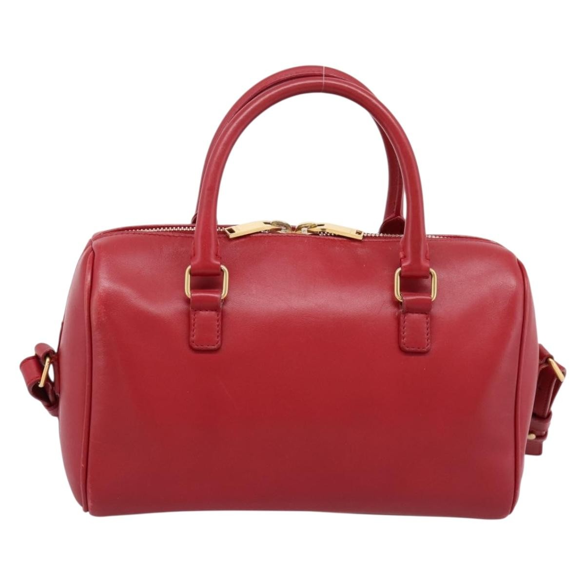 Saint Laurent Classic Baby Duffle Leather Red Leather Handbag (Pre-Owned)