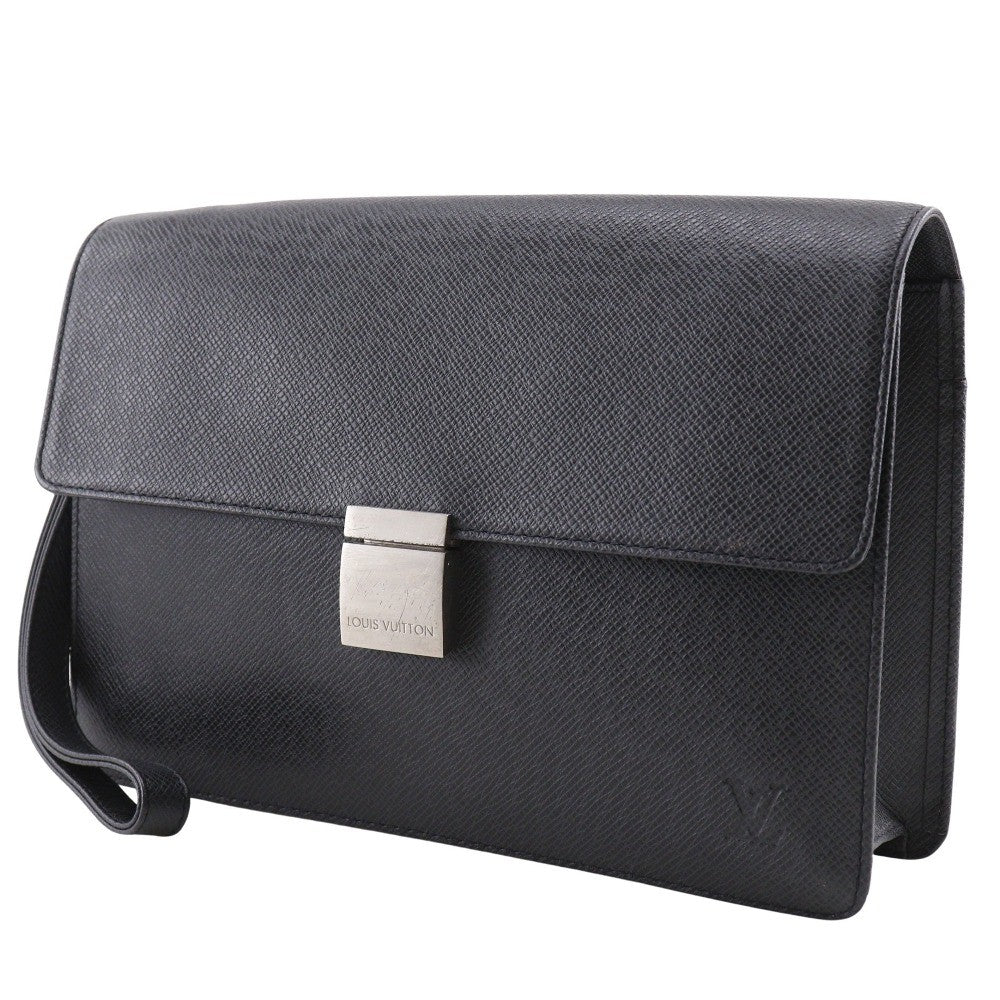 Louis Vuitton Selenga Pochette Taiga Leather Black Leather Clutche & Pouche Bag (Pre-Owned)