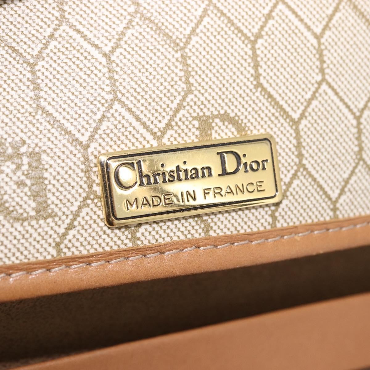 Christian Dior Vintage Honeycomb Chain Canvas Beige Canvas Shoulder Bag Bag (Pre-Owned)