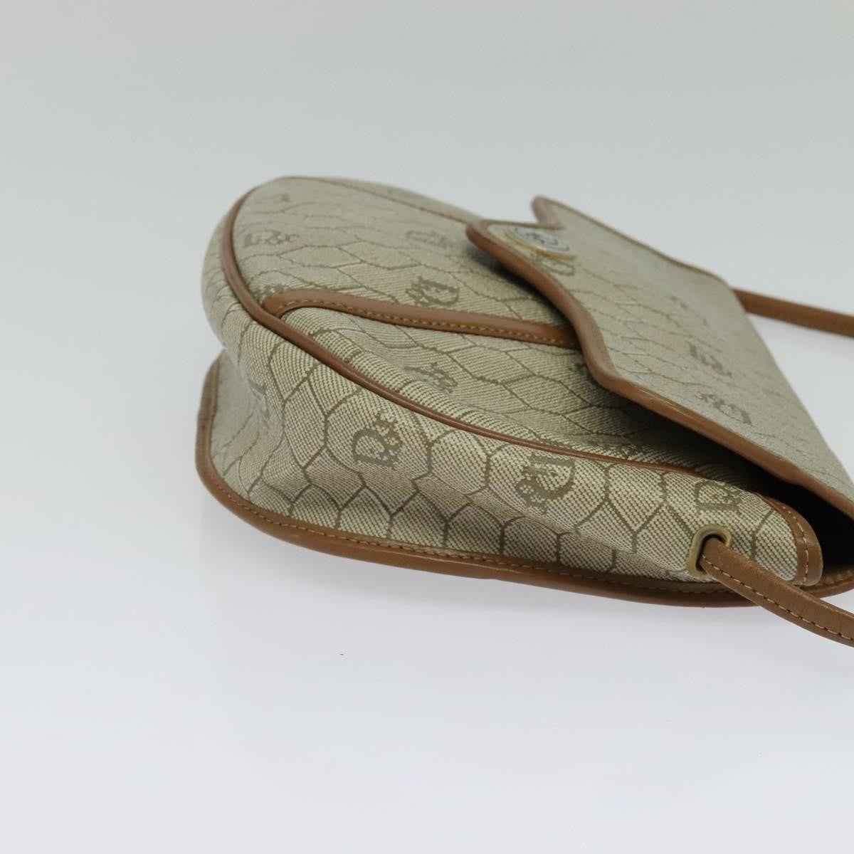Christian Dior Vintage Honeycomb Zip Coated Canvas Beige Canvas Bag (Pre-Owned)