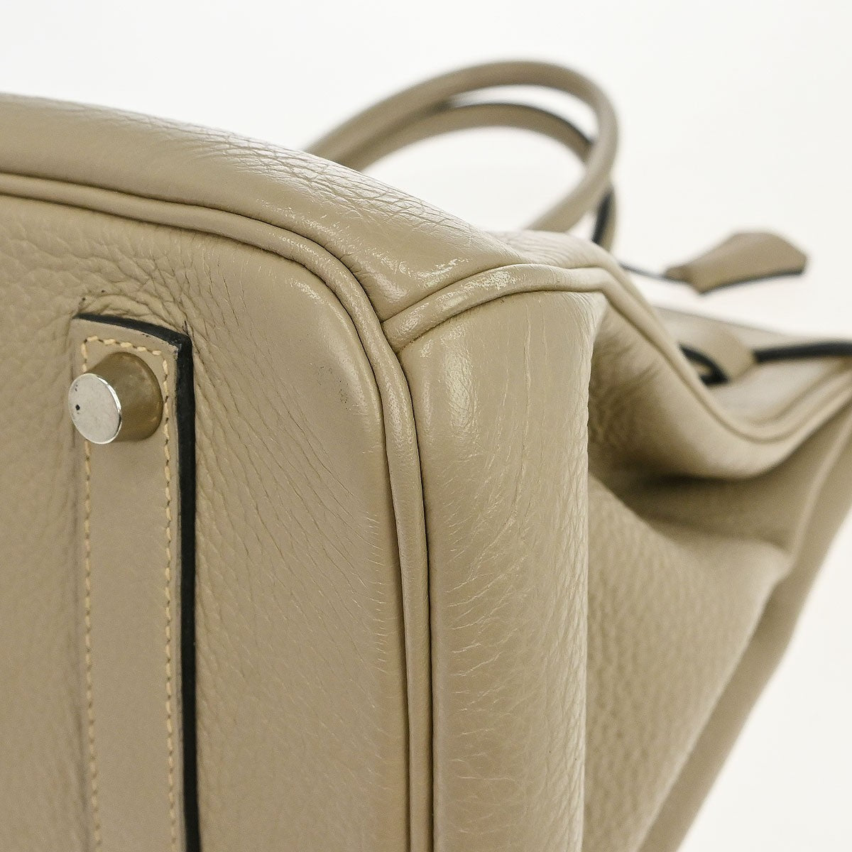 Hermes Birkin Beige Epsom With Palladium Hardware Beige Calfskin Handbag (Pre-Owned)