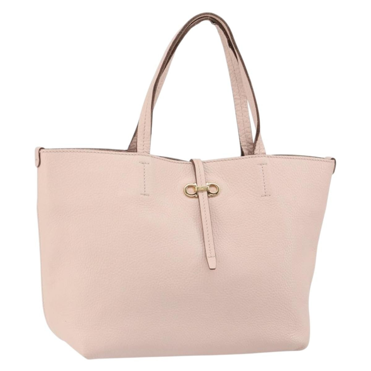 Salvatore Ferragamo Gancini Leather Pink Leather Tote Bag Bag (Pre-Owned)