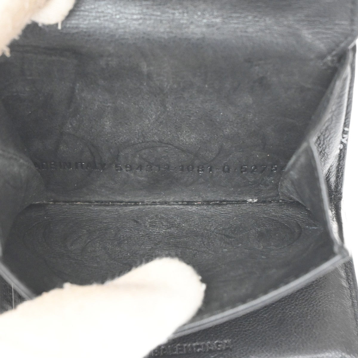 Balenciaga Logo Trifold Wallet Leather Black Leather Clutche & Pouche Bag (Pre-Owned)