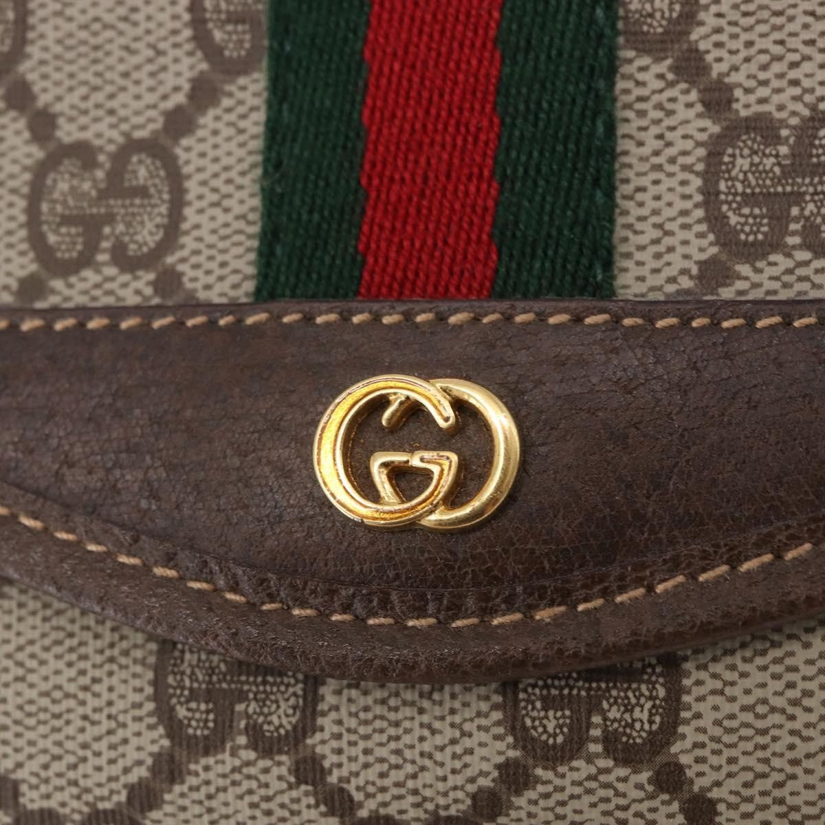 Gucci Sherry Line Canvas Beige Pvc Clutche & Pouche Bag (Pre-Owned)