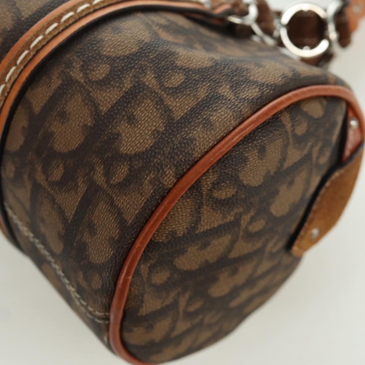 Christian Dior Vintage Trotter Romantique Boston Diorissimo Coated Canvas Brown Canvas Handbag (Pre-Owned)