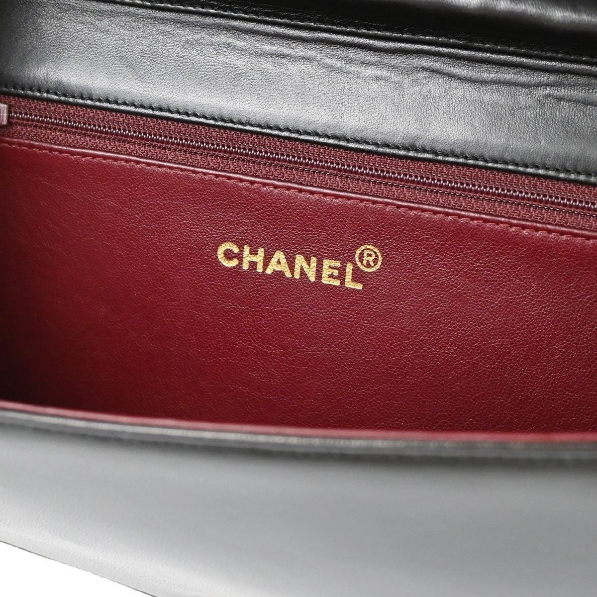 Chanel Vintage Full Flap Quilted Lambskin Black Leather Shoulder Bag Bag (Pre-Owned)