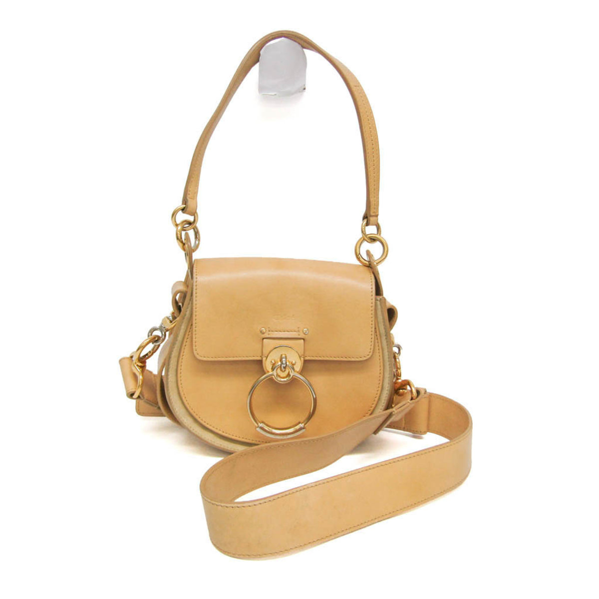 Chloe Tess Suede With Leather Beige Leather Handbag (Pre-Owned)