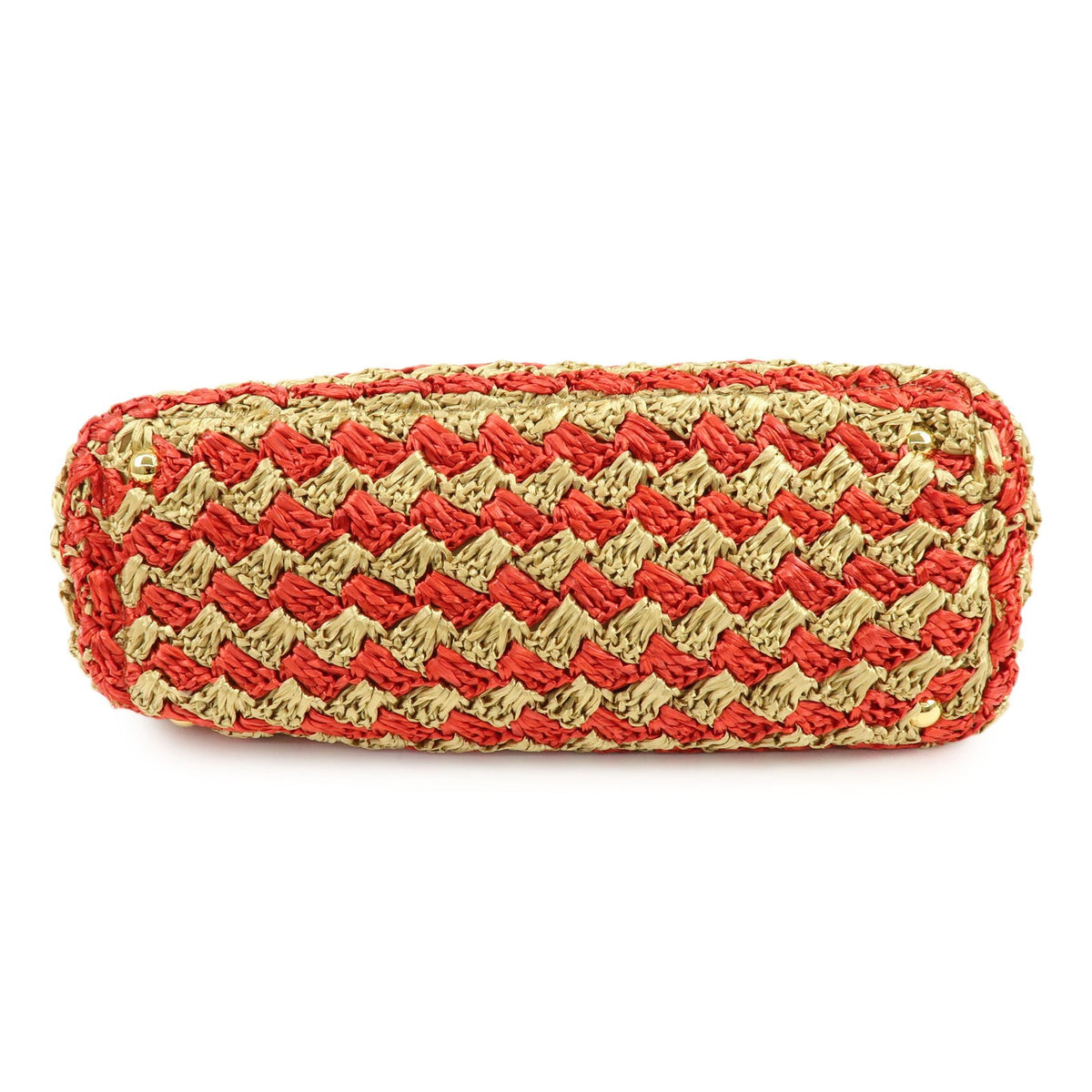 Prada Canapa Raffia Crochet Red Wicker Tote Bag Bag (Pre-Owned)