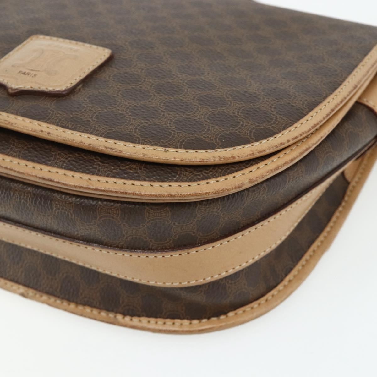 Celine Vintage Macadam Canvas And Leather Brown Canvas Shoulder Bag Bag (Pre-Owned)