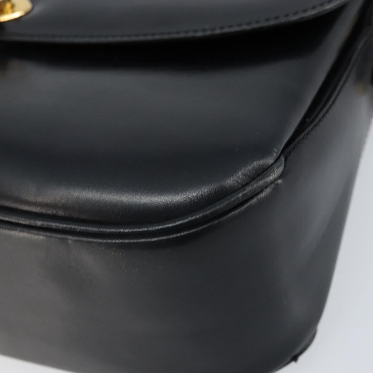 Celine Shoulder Leather Black Leather Shoulder Bag Bag (Pre-Owned)