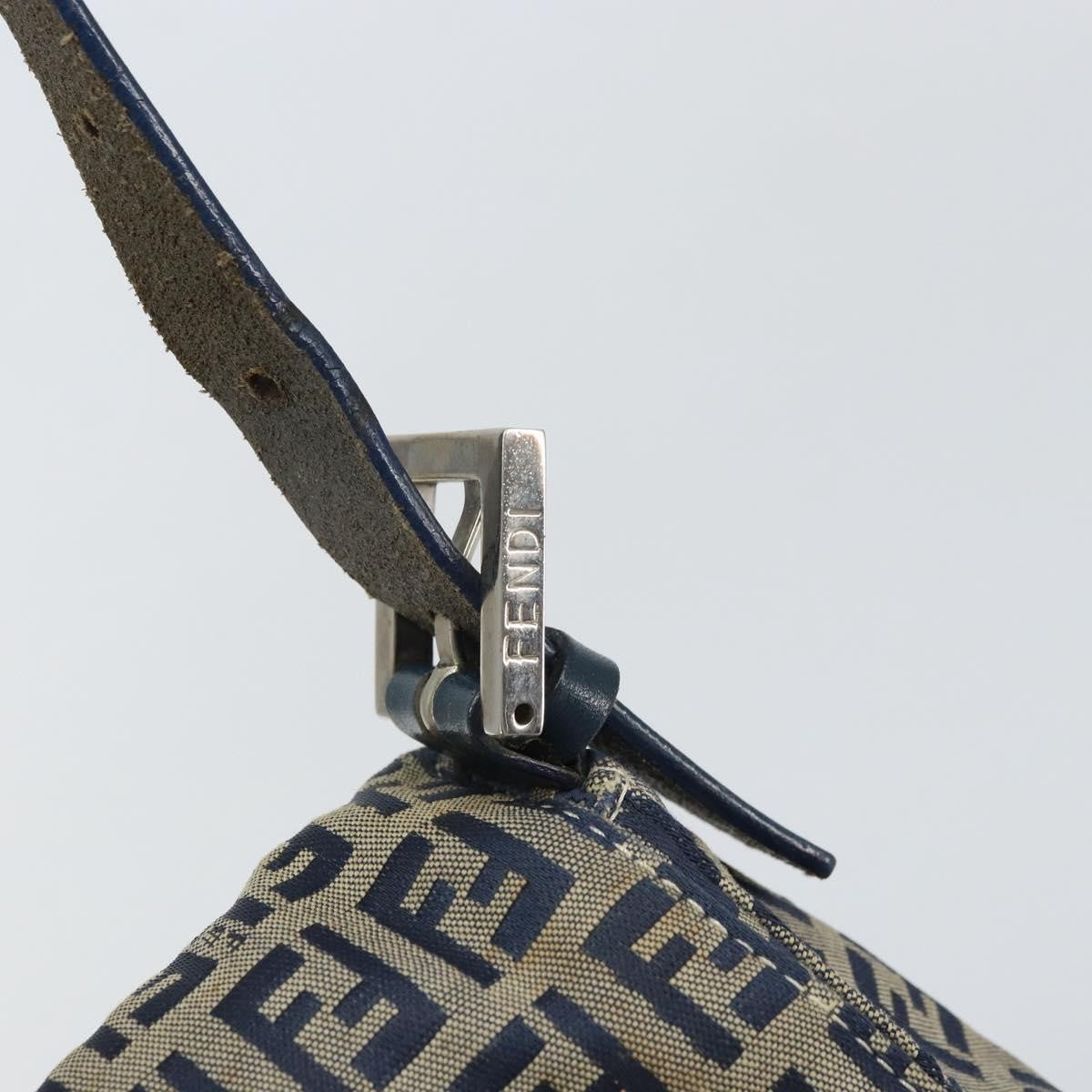 Fendi Mamma Baguette Zucca Jacquard Velvet Navy Canvas Shoulder Bag Bag (Pre-Owned)